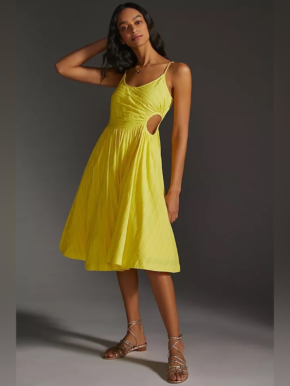 Anthropologie Plenty by Tracy Reese Yellow Spaghetti-Strap Dress Cutout Sundress